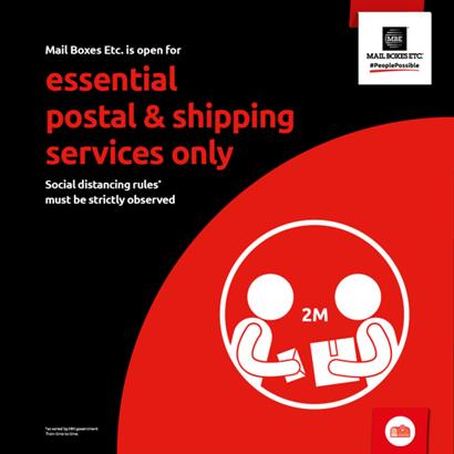 Social distancing rules* are being enforced in Mail Boxes Etc. stores